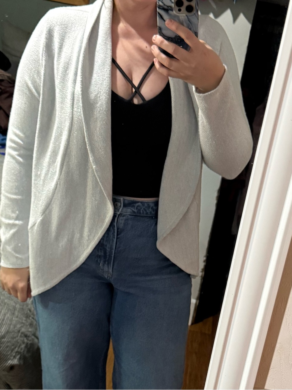 Maurices Light Gray Open Front Cardigan